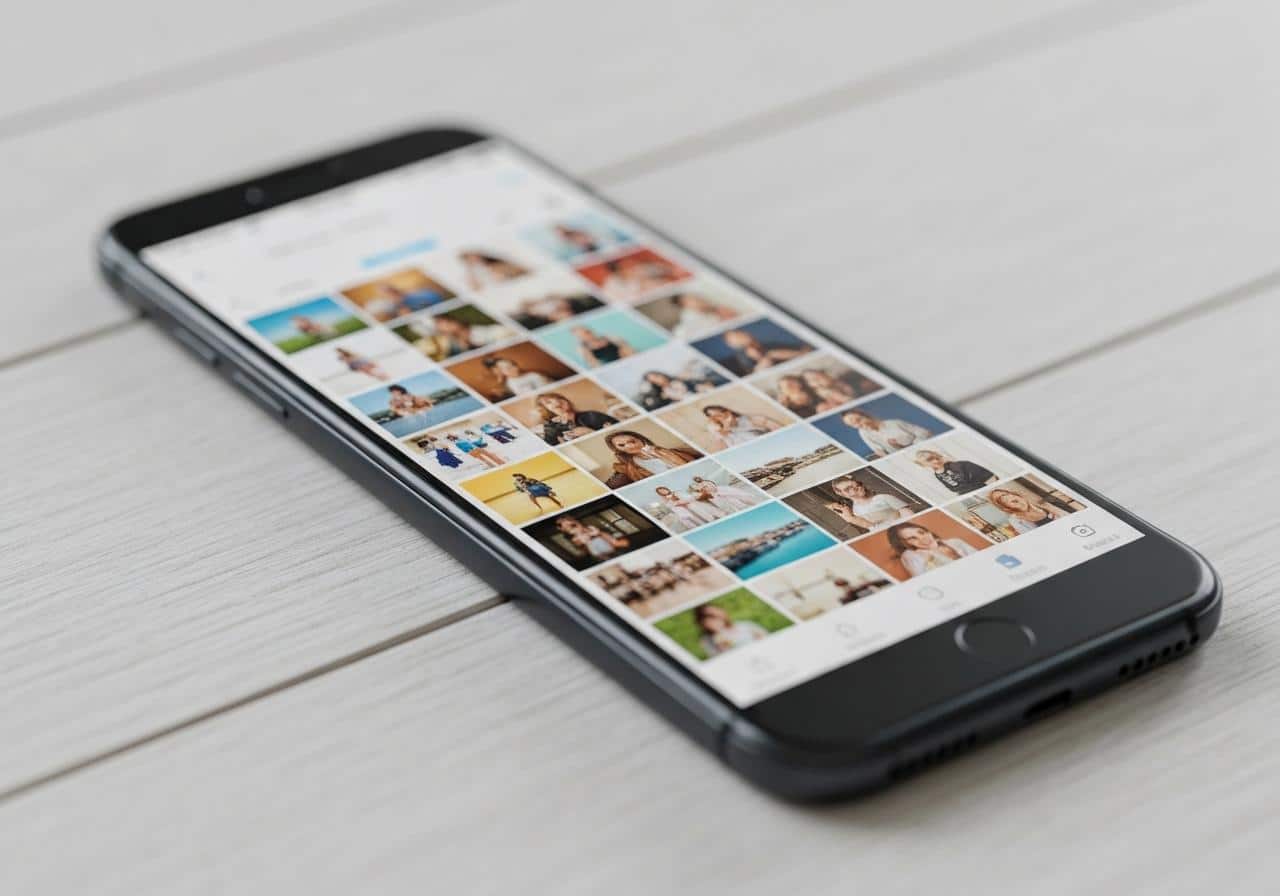 Application Photos iPhone affichant une photothèque synchronisée iCloud