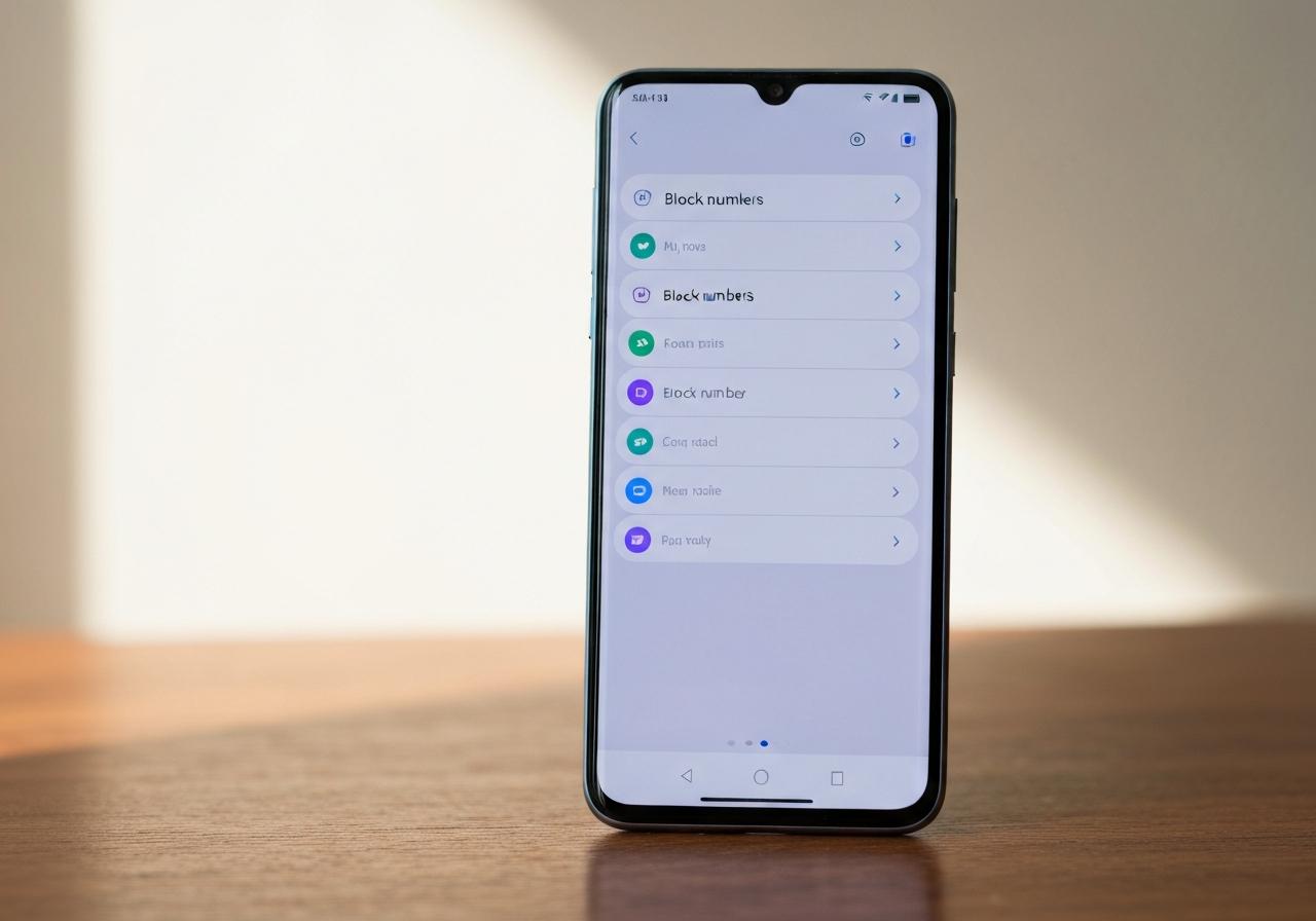 Écran paramètres appels Samsung One UI, menu bloquer numéros
