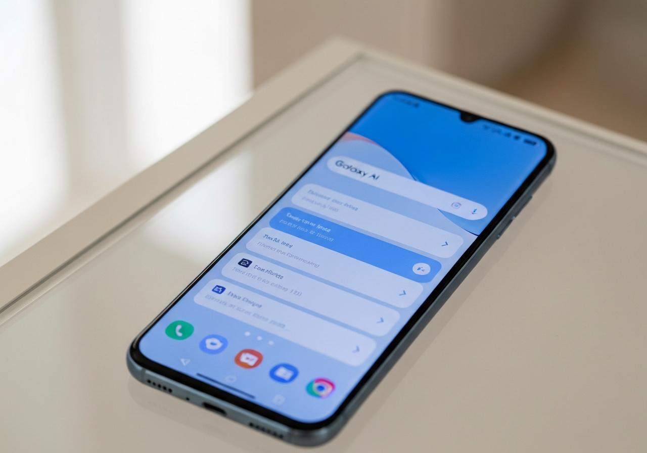 Écran Samsung Galaxy affichant le menu Galaxy AI filtrage appel