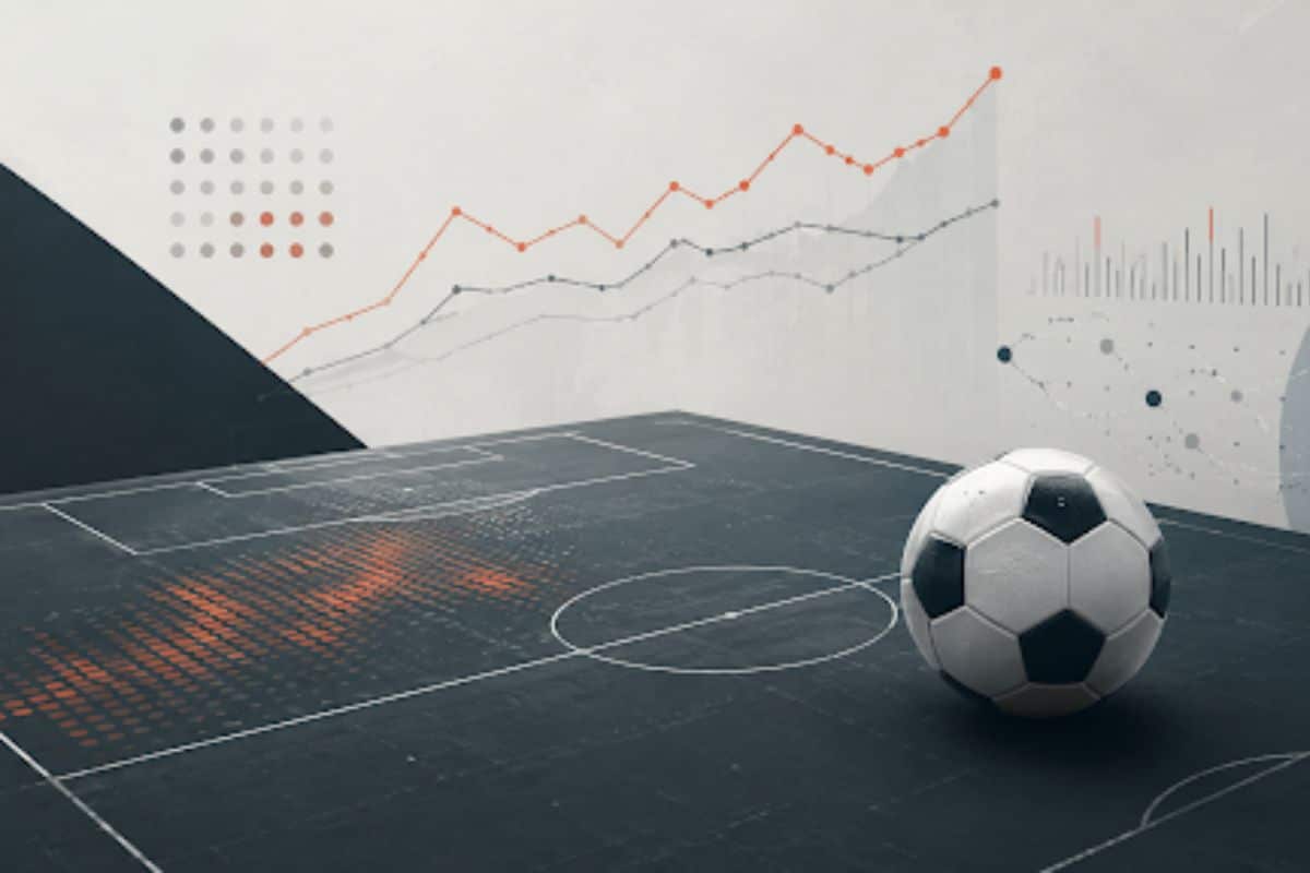 Ballon de football avec graphiques statistiques