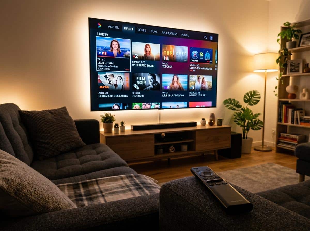 Interface application Molotov TV sur Smart TV salon