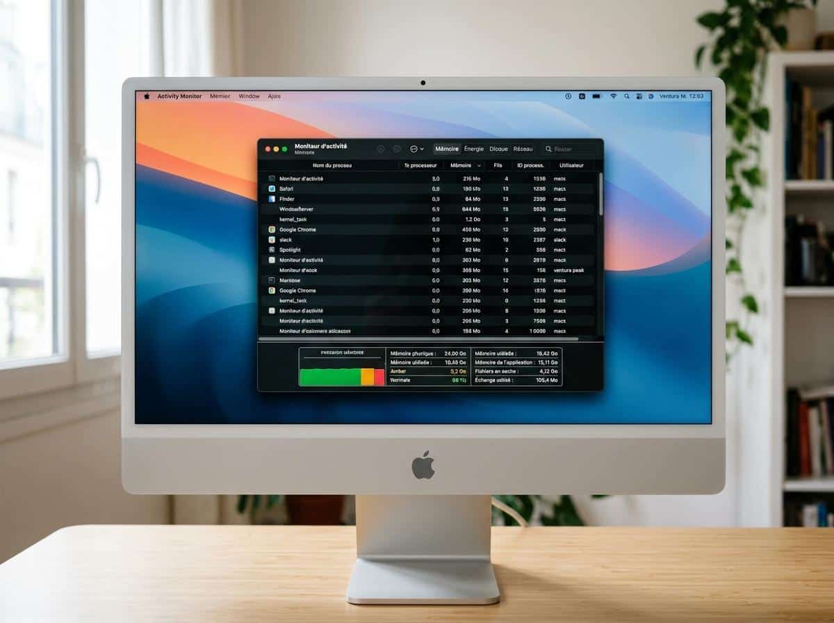 Moniteur d'activité macOS onglet mémoire pression